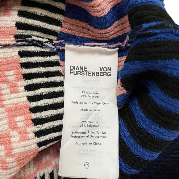 Diane Von Furstenberg Blue Pink Striped Crew Neck Sweater XS - Picture 5 of 5